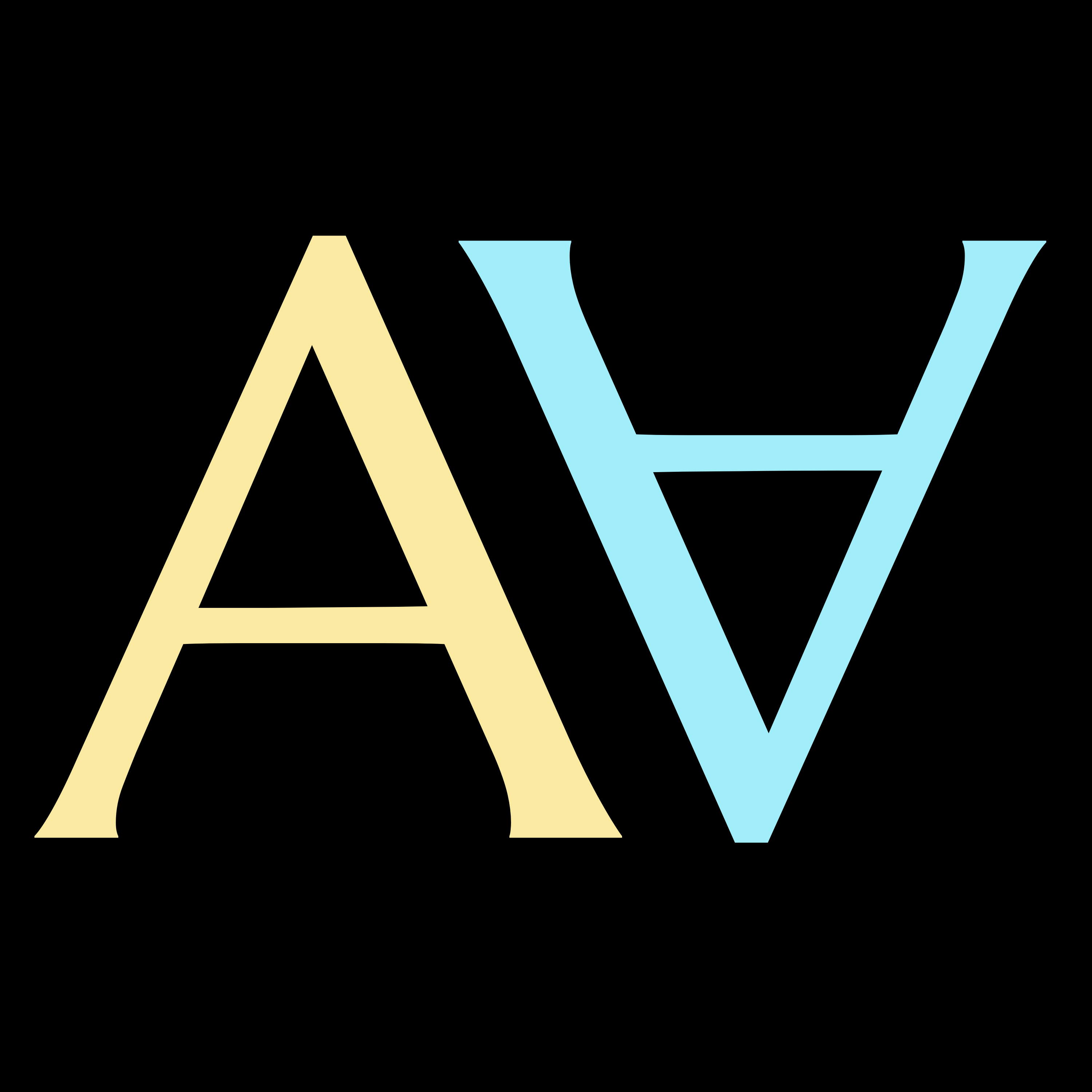 A logo with the letter A up the right way and upside down to represent the name 'Ancient Academy'